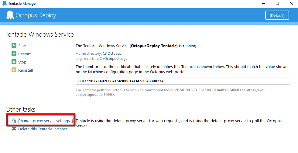 Changing Proxy Server Settings